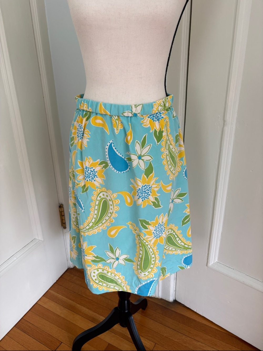 Lily Pulitzer Aqua Paisley Floral A-Line Skirt